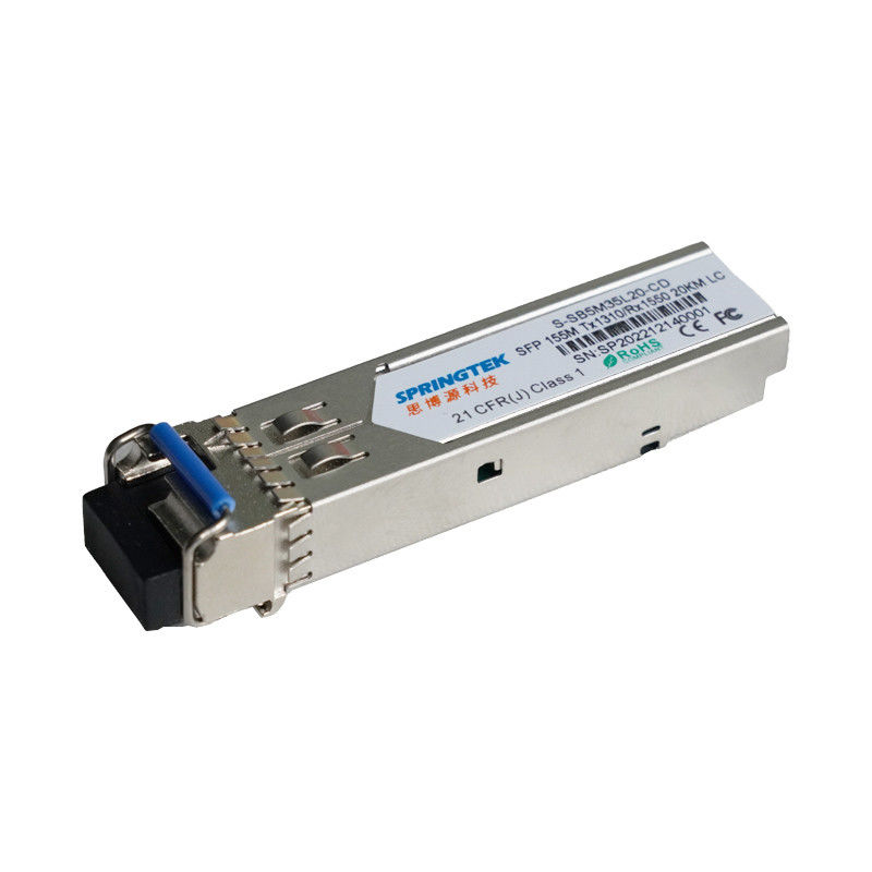 SM फाइबर चैनल के लिए WDM 20km BIDI SFP ऑप्टिकल ट्रांसीवर 155Mb/s TX1310nm/RX1550nm LC