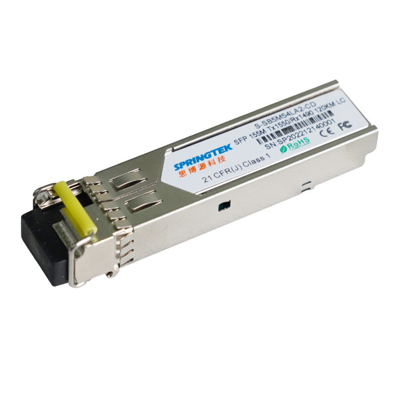 ब्रांड संगत 155M सिंगल मोड BiDi 120km LC Tx1550/Rx1490nm DDM SFP औद्योगिक फाइबर ऑप्टिक मॉड्यूल