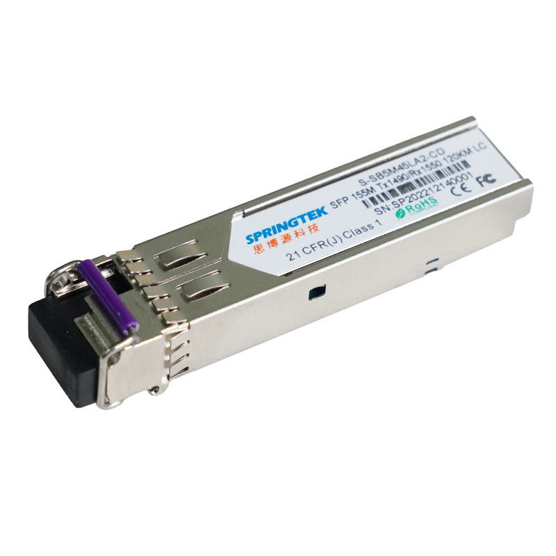 स्प्रिंगटेक Tx1490nm Rx1550nm DFB लेजर 155M सिंगल मोड बीड़ी SFP 120km अल्ट्रा लॉन्ग रेंज LC 155M SFP