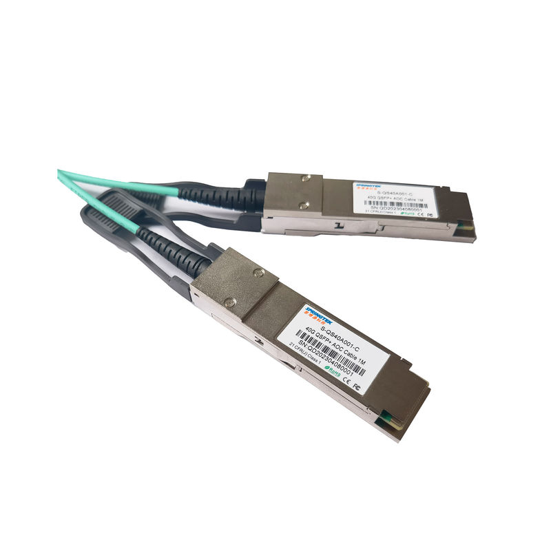 डेटा सेंटर के लिए हाई स्पीड Qsfp+ Aoc OM3 1m (33ft) Qsfp 40g Sr4 एक्टिव ऑप्टिकल केबल