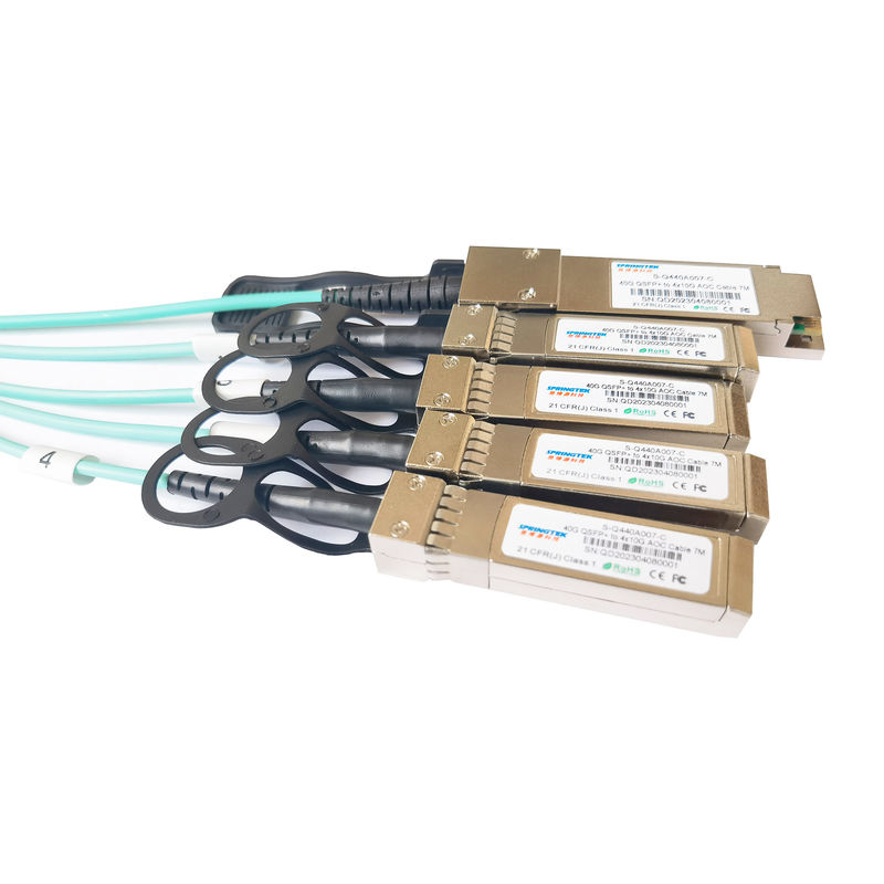 40g Qsfp+ से 4x10g Sfp+ Aoc ब्रेकआउट केबल 7m DDM Om3 फाइबर एक्टिव ऑप्टिकल ट्रांसीवर 850nm Sfp Aoc केबल